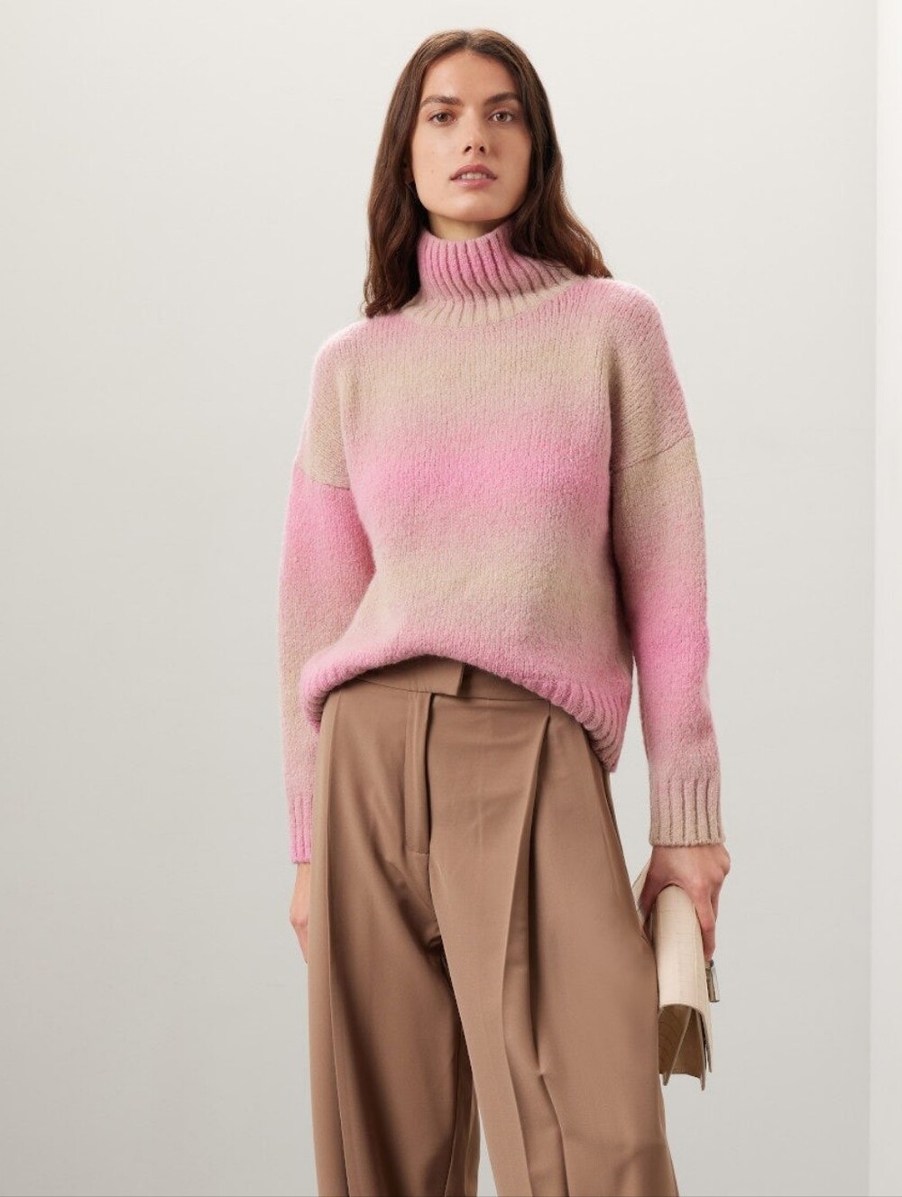 Maje Pink Stripe Ombré Wool Blend Turtleneck Sweater Size 1